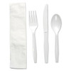 Four-piece Cutlery Kit, Fork/knife/napkin/teaspoon, Black, 250/carton