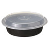 Newspring Versatainer Microwavable Containers, 24 Oz, 7" Diameter, Black/clear, Plastic, 150/carton