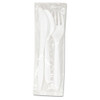 Three-piece Cutlery Kit, Fork/knife/teaspoon, Polypropylene, White, 250/carton