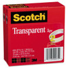 Transparent Tape, 3" Core, 0.75" X 72 Yds, Transparent, 2/pack