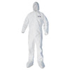 A30 Elastic Back And Cuff Hooded/boots Coveralls, Large, White, 25/carton