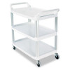 Open-side Utility Cart, Plastic, 3 Shelves, 300 Lb Capacity, 40.63" X 20" X 37.81", Off-white