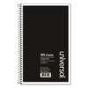 Wirebound Notebook, 3 Subject, Medium/college Rule, Black Cover, 9.5 X 6, 120 Sheets