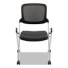 Vl304 Mesh Back Nesting Chair, Supports Up To 250 Lb, 19" Seat Height, Black Seat, Black Back, Silver Base