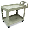 Heavy-duty Utility Cart With Lipped Shelves, Plastic, 2 Shelves, 500 Lb Capacity, 25.9" X 45.2" X 32.2", Beige