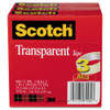 Transparent Tape, 3" Core, 1" X 72 Yds, Transparent, 3/pack