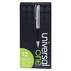 Comfort Grip Ballpoint Pen, Retractable, Medium 1 Mm, Black Ink, Silver Barrel, Dozen