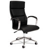 Hvl105 Executive High-back Leather Chair, Supports 250 Lb, 17.5" To 20.25" Seat, Black Seat/back, Polished Aluminum Base