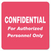 Hipaa Labels, Confidential For Authorized Personnel Only, 2 X 2, Red, 500/roll