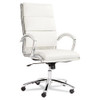 Alera Neratoli High-back Slim Profile Chair, Faux Leather, 275 Lb Cap, 17.32" To 21.25" Seat Height, White Seat/back, Chrome