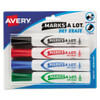 Marks A Lot Desk-style Dry Erase Marker, Broad Chisel Tip, Assorted Colors, 4/set (24409)