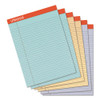 Colored Perforated Ruled Writing Pads, Wide/legal Rule, 50 Assorted Color 8.5 X 11.75 Sheets, 6/pack