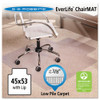 Everlife Moderate Use Chair Mat For Low Pile Carpet, Rectangular With Lip, 45 X 53, Clear