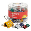 Binder Clips With Storage Tub, (12) Mini (0.5"), (12) Small (0.75"), (6) Medium (1.25"), Assorted Colors