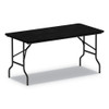 Wood Folding Table, Rectangular, 59.88w X 29.88d X 29.13h, Black