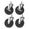 Optional Casters For Wire Shelving, Grip Ring Type K Stem, 4" Wheel, Gray/black, 4/set (2 Locking)