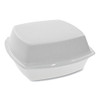 Foam Hinged Lid Container, Single Tab Lock, 6.38 X 6.38 X 3, White, 500/carton