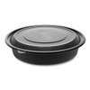 Earthchoice Mealmaster Container With Lid, 48 Oz, 10.13" Diameter X 2.13"h, 1-compartment, Black/clear, Plastic, 150/carton