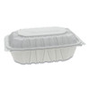 Earthchoice Vented Microwavable Mfpp Hinged Lid Container, 9 X 6 X 3.1, White, Plastic, 170/carton