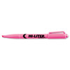 Hi-liter Pen-style Highlighters, Fluorescent Pink Ink, Chisel Tip, Pink/black Barrel, Dozen