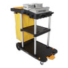 Click-connect Janitorial Cart, Plastic, 4 Shelves, 1 Bin, 43.2" X 22" X 46.3", Black/gray
