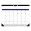Academic Monthly Desk Pad Calendar, 22 X 17, White/blue/gray Sheets, Black Binding/corners, 13-month (july-july): 2022-2023