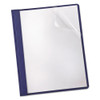 Clear Front Linen Report Cover, Three-prong Fastener, 0.5" Capacity, 8.5 X 11, Clear/navy, 25/box