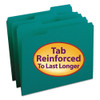 Reinforced Top Tab Colored File Folders, 1/3-cut Tabs: Assorted, Letter Size, 0.75" Expansion, Teal, 100/box