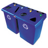 Glutton Recycling Station, Four-stream, 92 Gal, Plastic, Blue