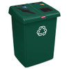 Glutton Recycling Station, Two-stream, 46 Gal, Plastic, Green