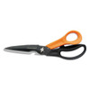 Cuts+more Scissors, 9" Long, 3.5" Cut Length, Black/orange Offset Handle