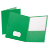 Leatherette Two Pocket Portfolio, 8.5 X 11, Green/green, 10/pack