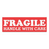 Pre-printed Message Labels, Fragile Handle With Care, 1.5 X 4, Red/white, 500/roll