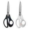 Stainless Steel Scissors, 8" Long, 3.58" Cut Length, Assorted Straight Handles, 2/pack