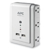 Surgearrest Wall-mount Surge Protector, 6 Ac Outlets/2 Usb Ports, 1,020 J, White