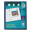 Lay Flat View Report Cover, Flexible Fastener, 0.5" Capacity, 8.5 X 11, Clear/blue