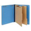 Bright Colored Pressboard Classification Folders, 2" Expansion, 2 Dividers, 6 Fasteners, Letter Size, Cobalt Blue, 10/box