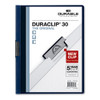 Duraclip Report Cover, Clip Fastener, 8.5 X 11, Clear/navy, 25/box