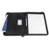 Leather Textured Zippered Padfolio With Tablet Pocket, 10 3/4 X 13 1/8, Black