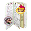 Pressboard Classification Folders, Six Safeshield Fasteners, 2/5-cut Tabs, 2 Dividers, Legal Size, Gray-green, 10/box