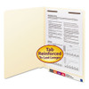End Tab Fastener Folders With Reinforced Straight Tabs, 11-pt Manila, 1 Fastener, Letter Size, Manila Exterior, 50/box