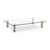 Adjustable Tempered Glass Monitor Riser, 15.75" X 9.5" X 3" To 3.5", Clear/silver, Supports 44 Lbs