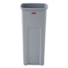 Untouchable Square Waste Receptacle, 23 Gal, Plastic, Gray