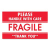 Pre-printed Message Labels, Fragile-please Handle With Care-thank You, 3 X 5, Red/white, 500/roll