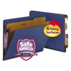 End Tab Pressboard Classification Folders, Six Safeshield Fasteners, 2" Expansion, 2 Dividers, Letter Size, Dark Blue, 10/box