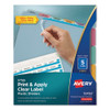 Print And Apply Index Maker Clear Label Plastic Dividers With Printable Label Strip, 5-tab, 11 X 8.5, Assorted Tabs, 5 Sets