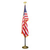 Deluxe U.s. Flag And Staff Set, 60" X 36" Flag, 8 Ft Oak Staff, 2" Gold Fringe, 7" Goldtone Eagle, Heavyweight Nylon