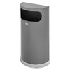 Half Round Flat Top Waste Receptacle, 9 Gal, Steel, Anthracite Metallic W/chrome Trim