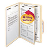 Four-section Top Tab Classification Folders, 2" Expansion, 1 Divider, 4 Fasteners, Legal Size, Manila, 10/box