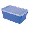 Cubby Bins With Clear Lids, 12.25" X 7.75" X 5.13", Blue, 6/pack